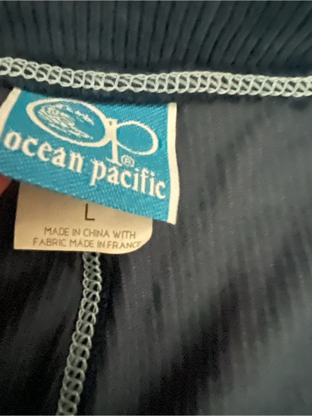 OP Dark Blue Corduroy Triangle Bikini Top and Swim Shorts - Picture 5 of 9